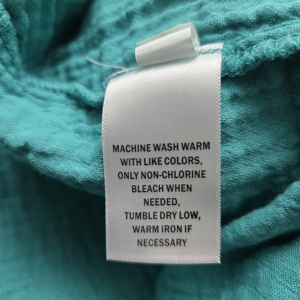 Falls Creek Striped Cotton Gauze Muslin Shirt Womens Md Turquoise Coastal Resort - Picture 7 of 7